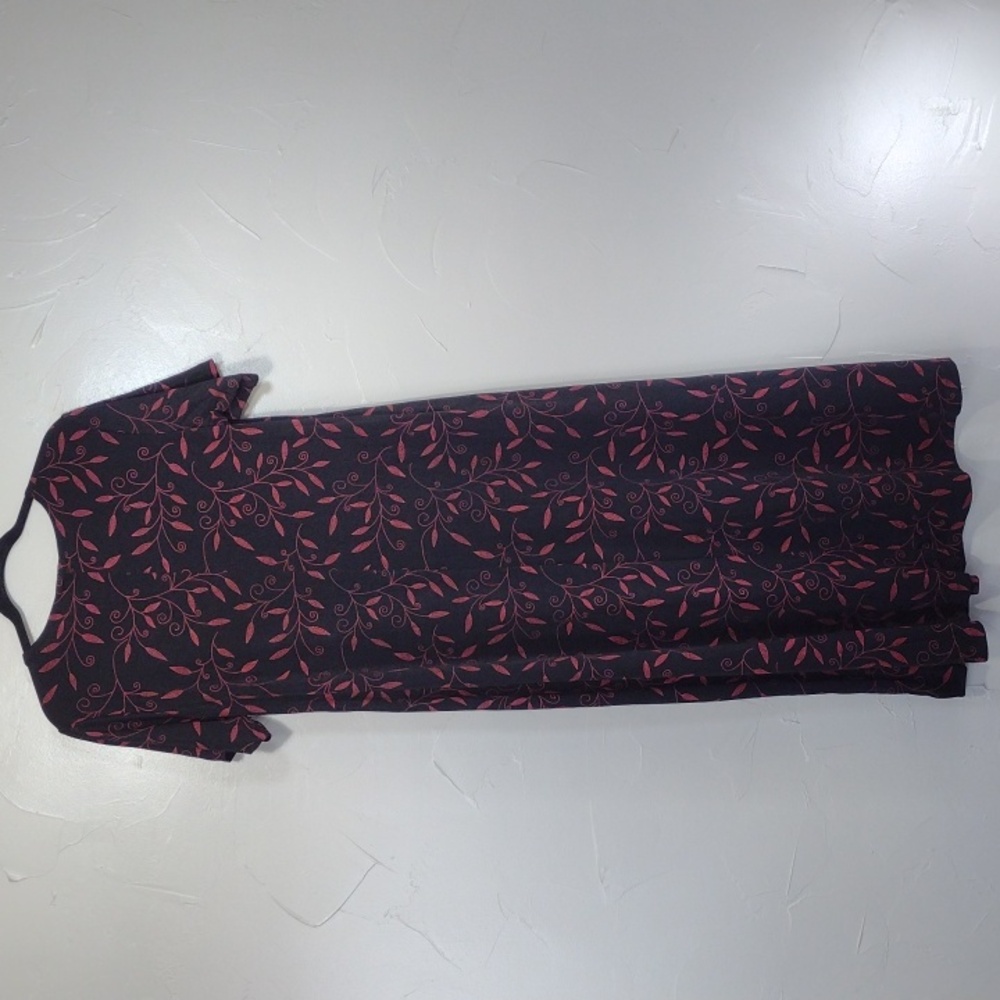90s Black and Red Leaf Whimsigoth Dress Vintage 1X - Picture 2 of 7